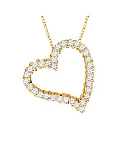 Maulijewels 14K Yellow Gold 0.75 Ct Round Diamond Heart Pendant with 18" Gold Plated 925 Sterling Silver Box Chain