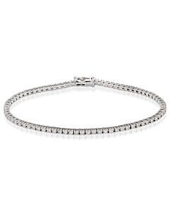 Maulijewels 2.00 Carat Round Natural White Diamond ( F-G / SI1 ) 7" Bracelet For Womens/ Girls In 14K Solid White Gold