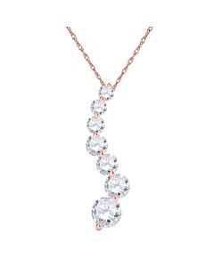Maulijewels Ladies 14k Rose Gold 0.5 CT Round Cut White Diamond Box Pendant Necklace With 18" 14k Rose Gold Plated Sterling Silver Box Chain