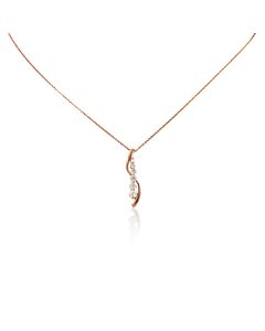 Maulijewels Ladies 14k Rose Gold 0.5 CT Round Cut White Diamond Box Pendant Necklace With 18" 14k Rose Gold Plated Sterling Silver Box Chain