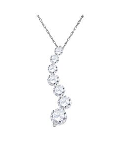 Maulijewels Ladies 14k White Gold 0.5 CT Round Cut White Diamond Box Pendant Necklace With 18" 14k White Gold Plated Sterling Silver Box Chain