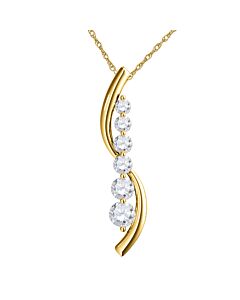 Maulijewels Ladies 14k Yellow Gold 0.5 CT Round Cut White Diamond Box Pendant Necklace With 18" 14k Yellow Gold Plated Sterling Silver Box Chain