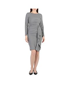 Max Mara Ladies Grey Sultano Draped Wool-Twill Dress, Brand Size 40 (US Size 6)