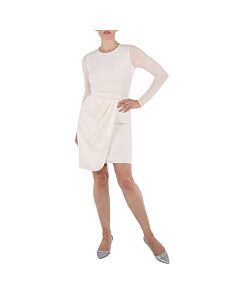 Max Mara Ladies White Olona Long Sleeve Stretch Wool Dress