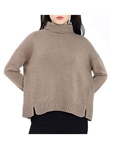 Max Mara Trau Wool And Cashmere High-neck Knitted Sweater In Turtledove