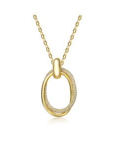 Megan Walford 14k Gold Plated Sterlig Silver with Cubic Zirconia Double Entwined Oval Eternity Circle Pendant Necklace