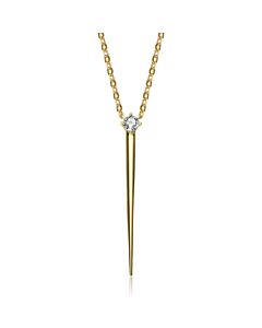 Megan Walford 14k Yellow Gold Plated with Emerald Cubic Zirconia Solitaire Spike Pendant Layering Y-Necklace in Sterling Silver