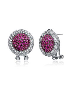 Megan Walford Black Over Sterling Silver Round Pink and Clear Cubic Zirconia Stud Earrings