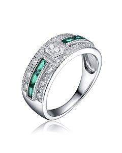 Megan Walford Classic Sterling Silver Baguette Green Cubic Zirconia Contemporary Ring