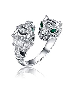 Megan Walford Rachel Glauber Rhodium Plated Panther Bypass Ring