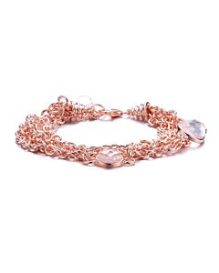 Megan Walford Rose Over Sterling Silver with Morganite Cubic Zirconia Multiple Chain Bracelet