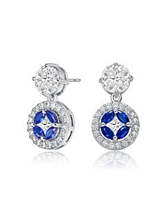 Megan Walford Sterling Silver Blue and Clear Cubic Zirconia Accent Drop Earrings