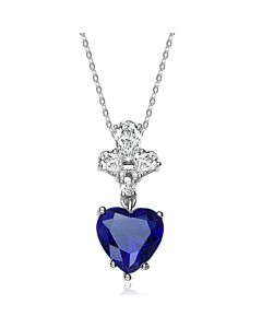 Megan Walford Sterling Silver Clear and Blue Cubic Zirconia Heart Necklace
