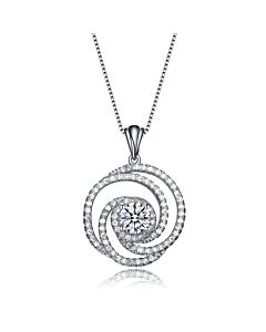 Megan Walford Sterling Silver Cubic Zirconia Swirl Knot Necklace