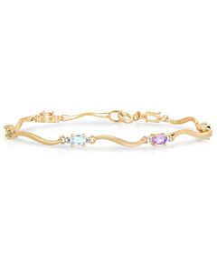 Megan Walford Stylish Gold Overlay Sterling Silver Oval Mutlti-colored Cubic Zirconia Link Bracelet
