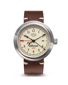 Men's 1919 GMT Leather White Dial Watch
