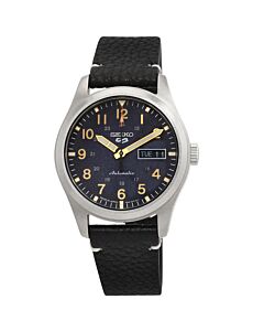 Men's 5 Sports Leather Blue Dial Watch