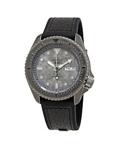 Men's 5 Sports Silicone with an inlaid Black Leather Top Grey Dial Watch