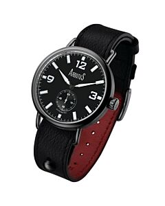 Men's 5th Ave Genuine Leather Black Dial Watch