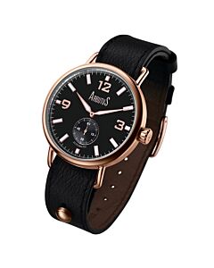 Men's 5th Ave Genuine Leather Black Dial Watch