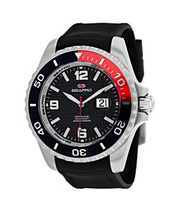 Men's Abyss 2000M Diver Watch Silicone Black Dial Watch
