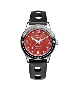 Men's Ac 14 Vegan Leather Red Dial Watch