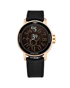 Men's Academia Mathematical Leather Black Dial Watch