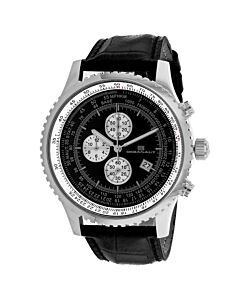 Men's Actuator Chronograph Leather Black Dial Watch
