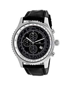 Men's Actuator Chronograph Leather Black Dial Watch