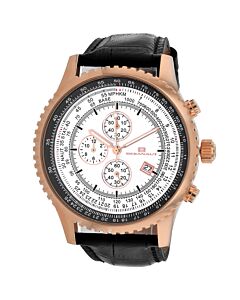 Men's Actuator Chronograph Leather Silver-tone Dial Watch