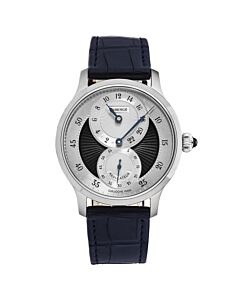 Men's Agathon Leather Silver-tone Dial Watch