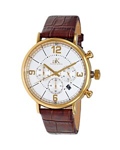 Men's Plunge Chronograph Genuine Leather White Dial Watch