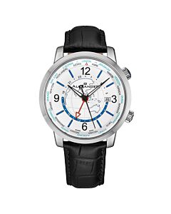 Men's Alexander 2 Genuine Leather Silver-tone Dial Watch