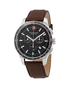Men's Alliance Sport Chronograph Leather Black Dial Watch