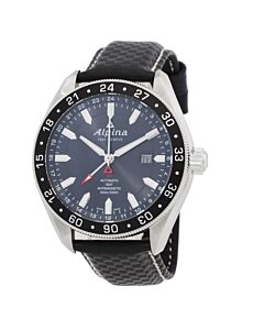 Men's Alpiner 4 GMT Leather Black Dial Watch