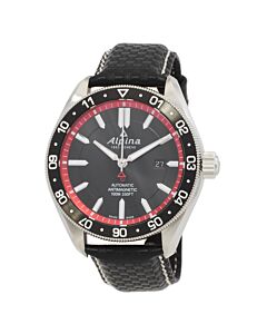 Men's Alpiner 4 Leather Black Dial Watch