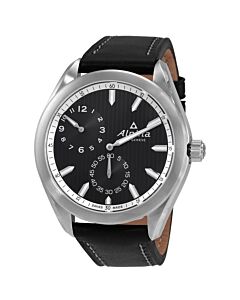 Men's Alpiner Regulator Leather Black Dial Watch