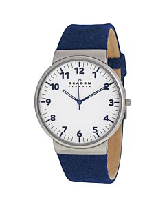 Men's Ancher Blue Felt Cloth White Dial Watch