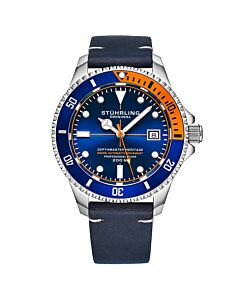 Men's Aquadiver Leather Blue Dial Watch