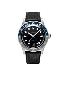 Men's Aquascaphe Gmt Leather Black Dial Watch