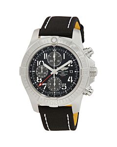 Men's Avenger Chronograph Calfskin Leather Black Dial Watch