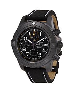 Men's Avenger Night Mission Chronograph Leather Black Dial Watch