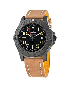 Men's Avenger Night Mission Leather Black Dial Watch