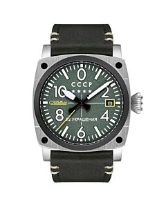 Men's Aviation Gurevich Leather Green Dial Watch