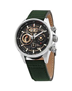 Men's Aviator Chronograph Leather Black (Cut-Out) Dial Watch