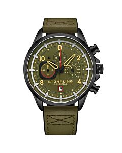 Men's Aviator Chronograph Leather Green Dial Watch
