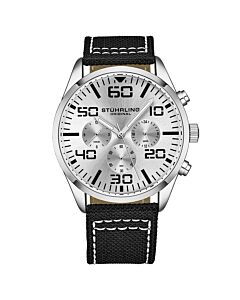 Men's Aviator Chronograph Nylon Silver-tone Dial Watch