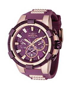 Men's Aviator Chronograph Silicone and Stainless Steel Light Purple Dial Watch