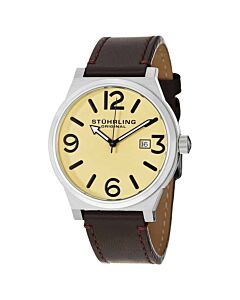 Men's Aviator Leather Champagne Dial Watch