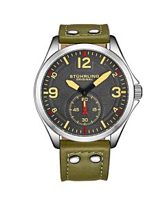 Men's Aviator Leather Grey Dial Watch
